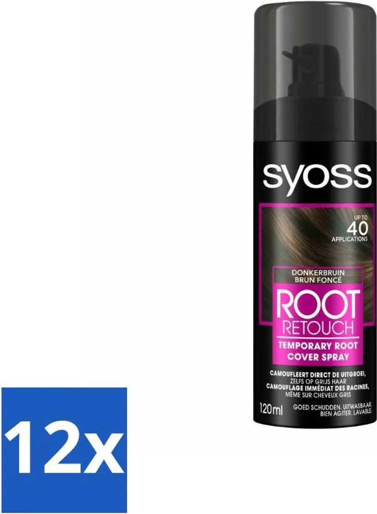 Syoss Spray Ritocco Radici Marrone Scuro 12 pezzi - Risparmio Garantito