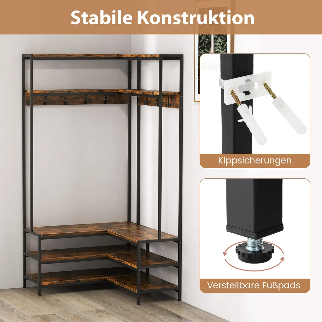 Solution rangement d'angle : Portemanteau avec banc pour entrée encombrée