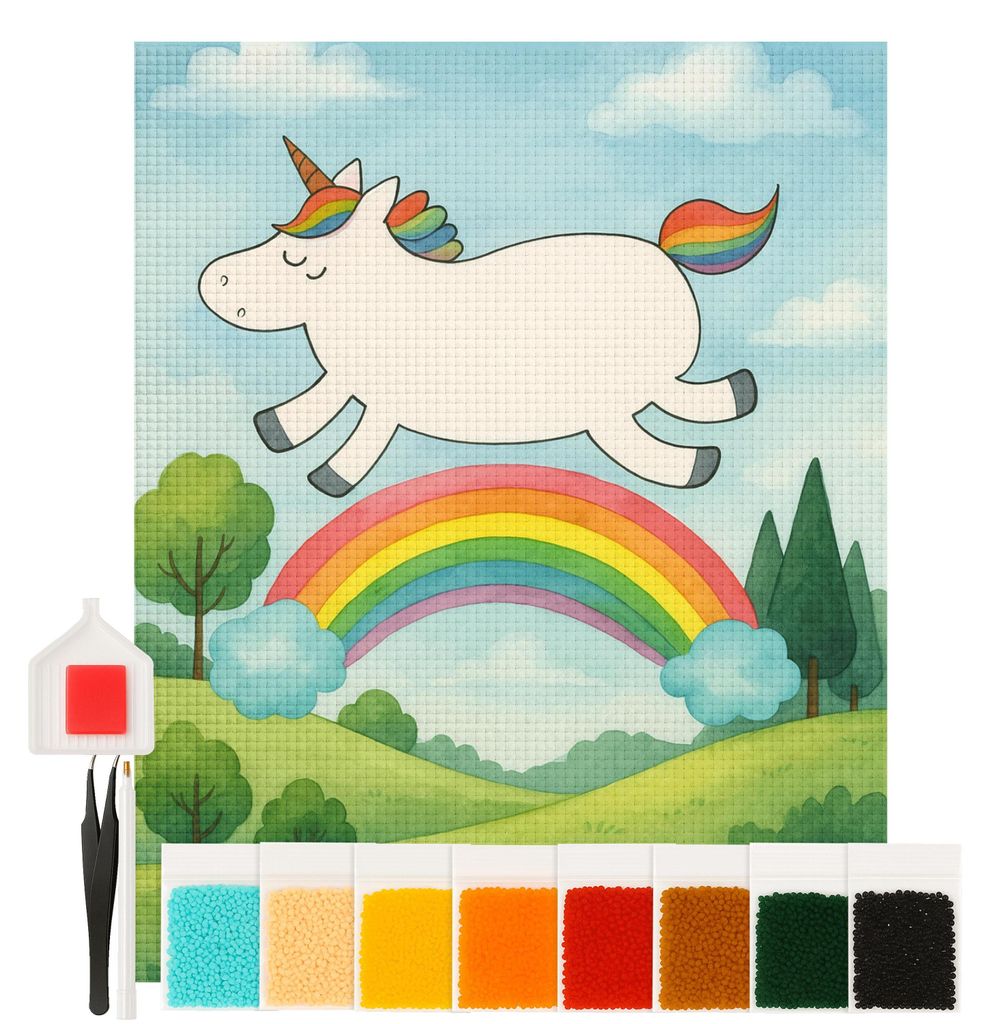Mr. & Mrs. Panda Diamond Painting Einhorn Regenbogen Design 40 x 50 cm Ohne Rahmen - Weiß - Geschenk, Glitzer, Diamant Malen, bilder, Unicorn, Erw...