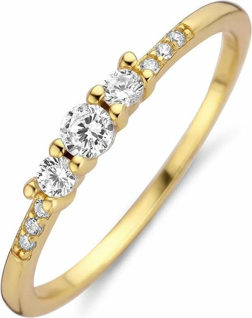 New Bling Zilveren Ring 9NB-0391-58 - Maat 58 - Zirkonia - Goudkleurig