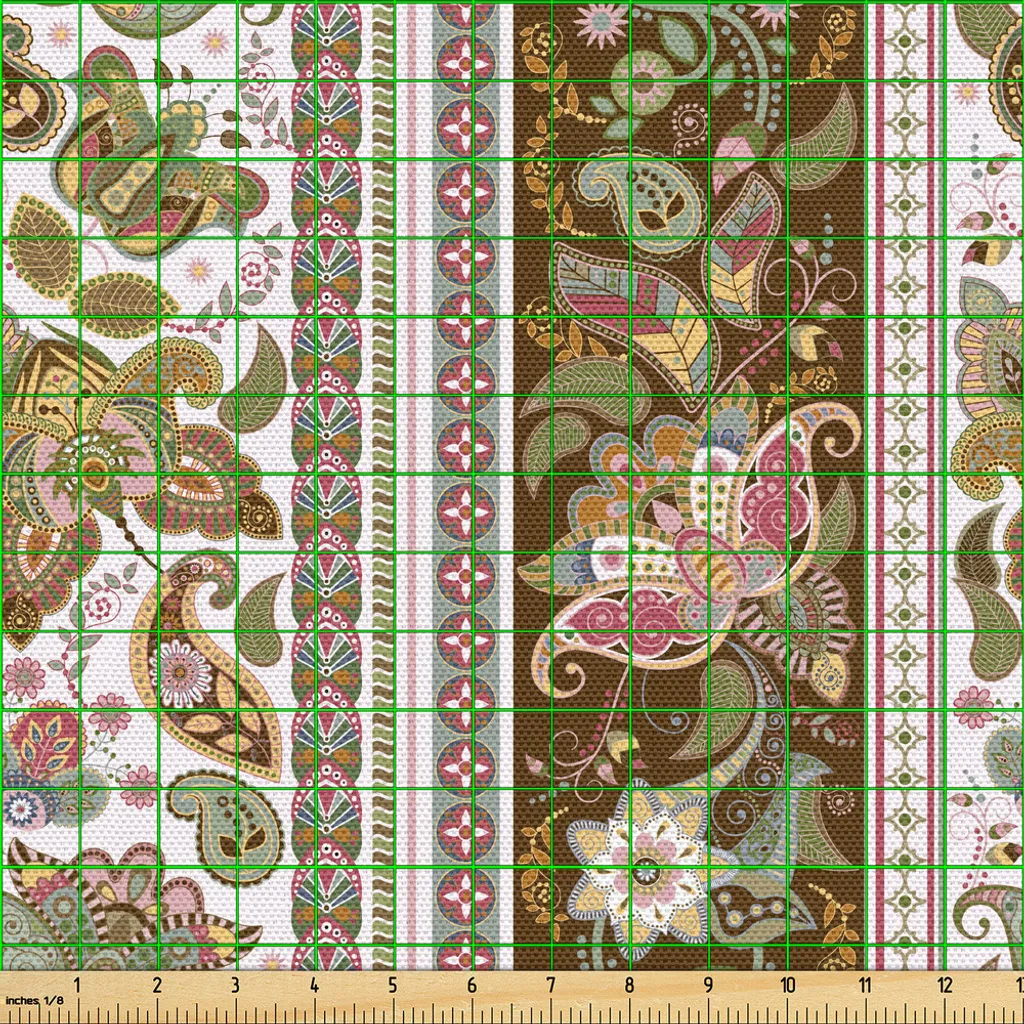 Tissu d'Ameublement Résistant Motif Persan Floral anti-Plis 3m