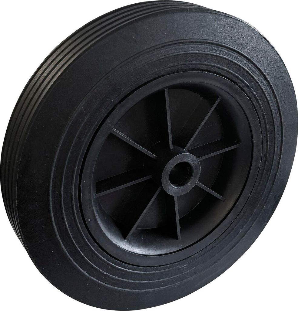 Ersatzrad für Plattenroller 6178 - Vollgummi, ø 250mm, Tragkraft 250 kg, Gleitlager, Polyamid-Felge