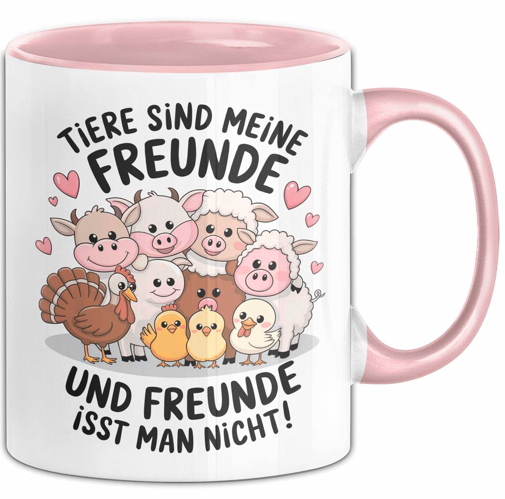Vegan Vegetarisch Tasse Geschenk Lustige Geschenkidee Spruch Tier Sind Meine Freunde (Rosa)