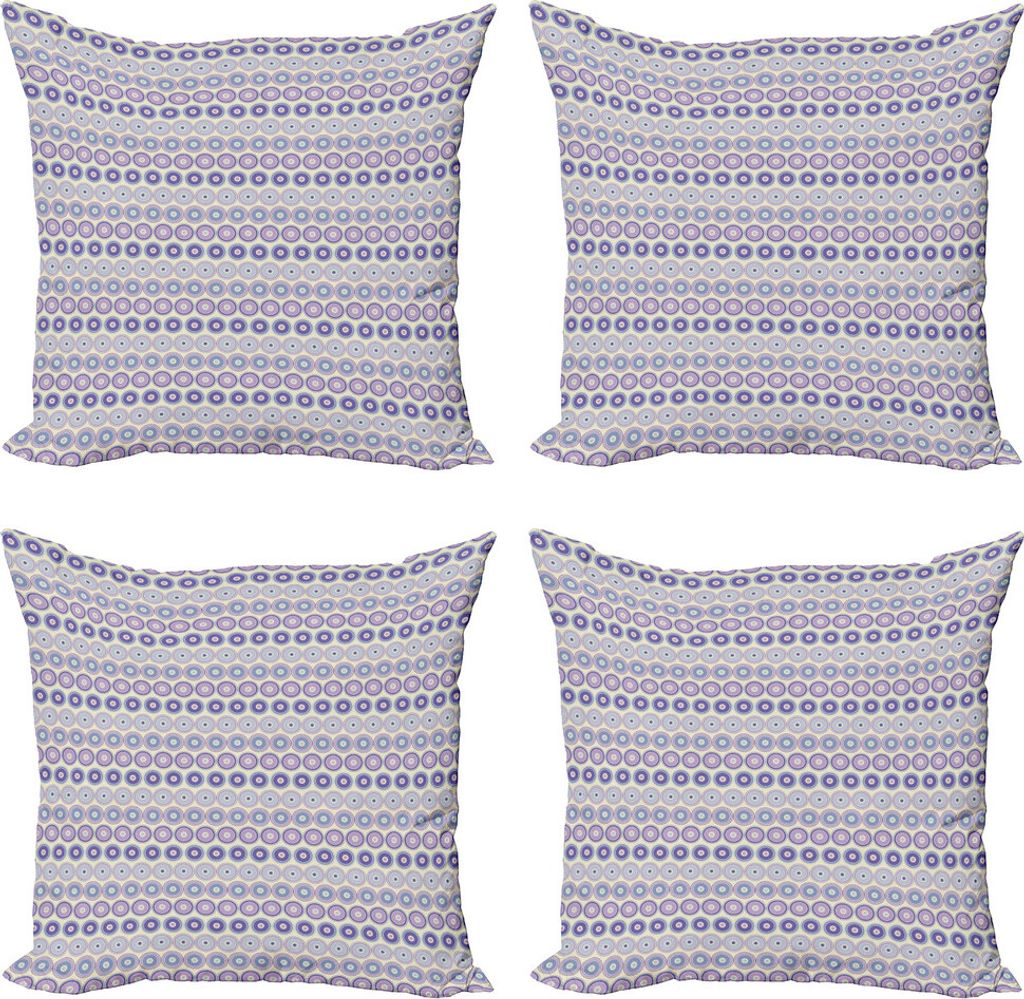 ABAKUHAUS Geometrisch Kissenbezug Set (4 Stück), Symmetrische Nested Runden, Moderner Doppelseitiger Digitaldruck, 60 cm x 60 cm, Sahne und Multic...
