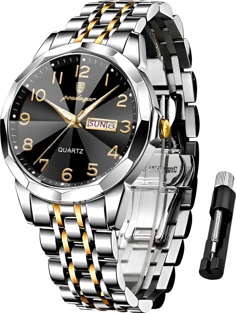 Quarzuhr Herren Uhr Edelstahl Armbanduhr Herrenuhr Große Produktbild 