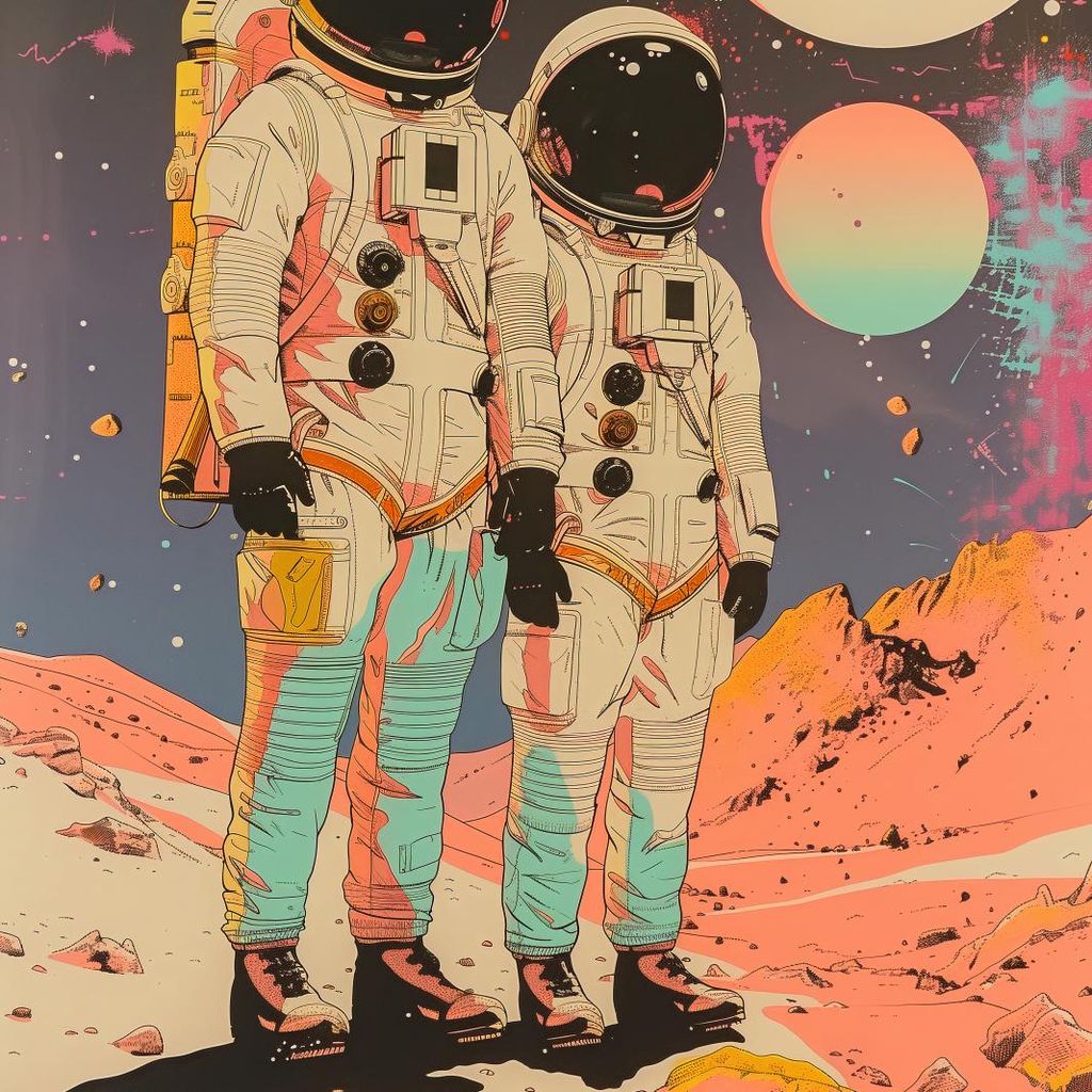 Plakat 40x40cm Astronauten Kosmonauten