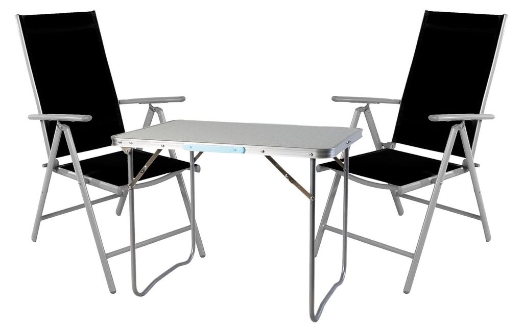 3-tlg. Campingmöbel Set Aluminium Tragegriff Campingtisch + 2 Klappstühle Textil