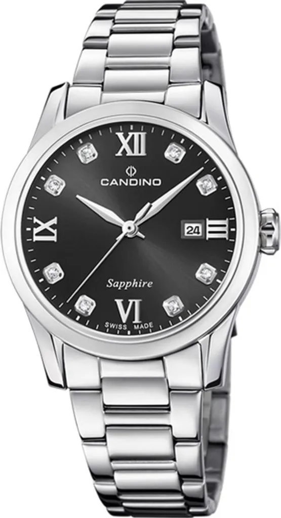 Candino C4738/4 Montre-bracelet pour Femmes avec Bracelet en Cuir Noir