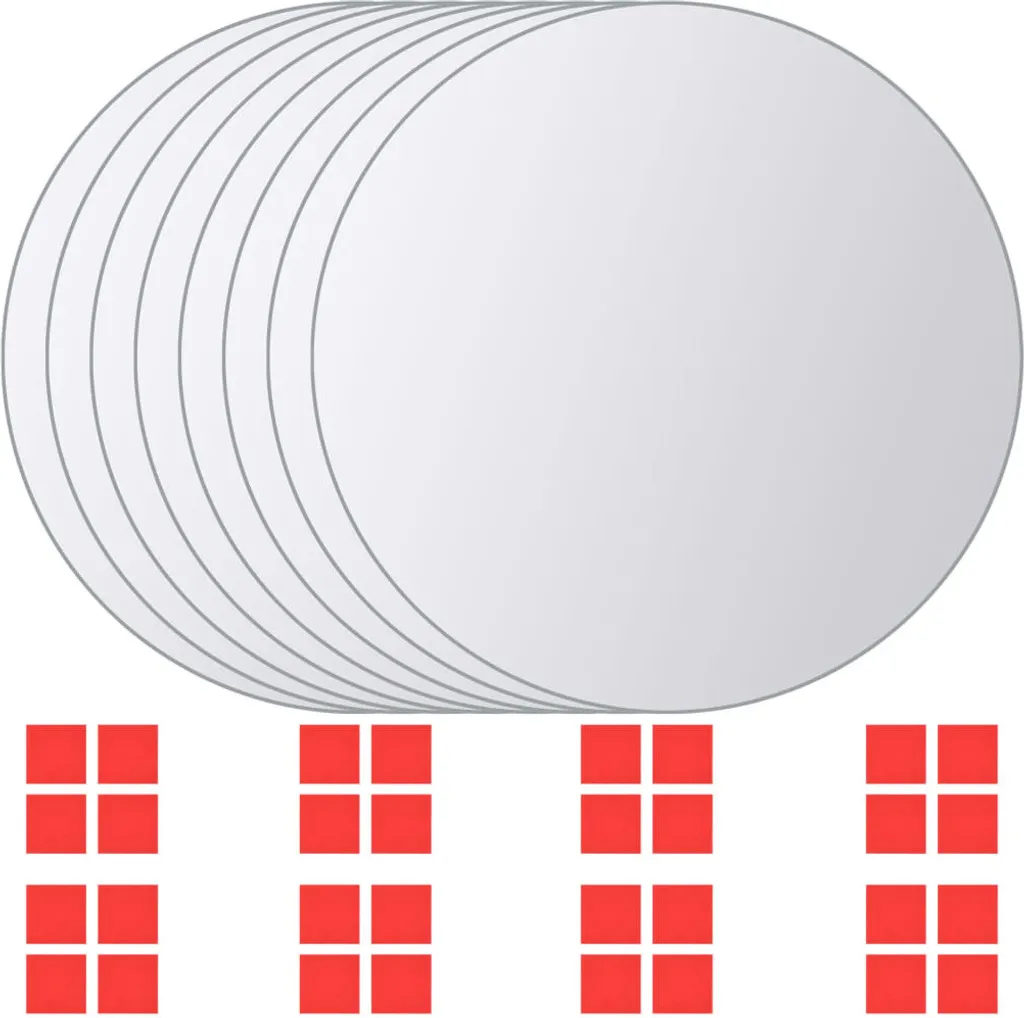 Offerta Set 8 Specchi Rotondi in Vetro - Piastrelle Adesive Parete