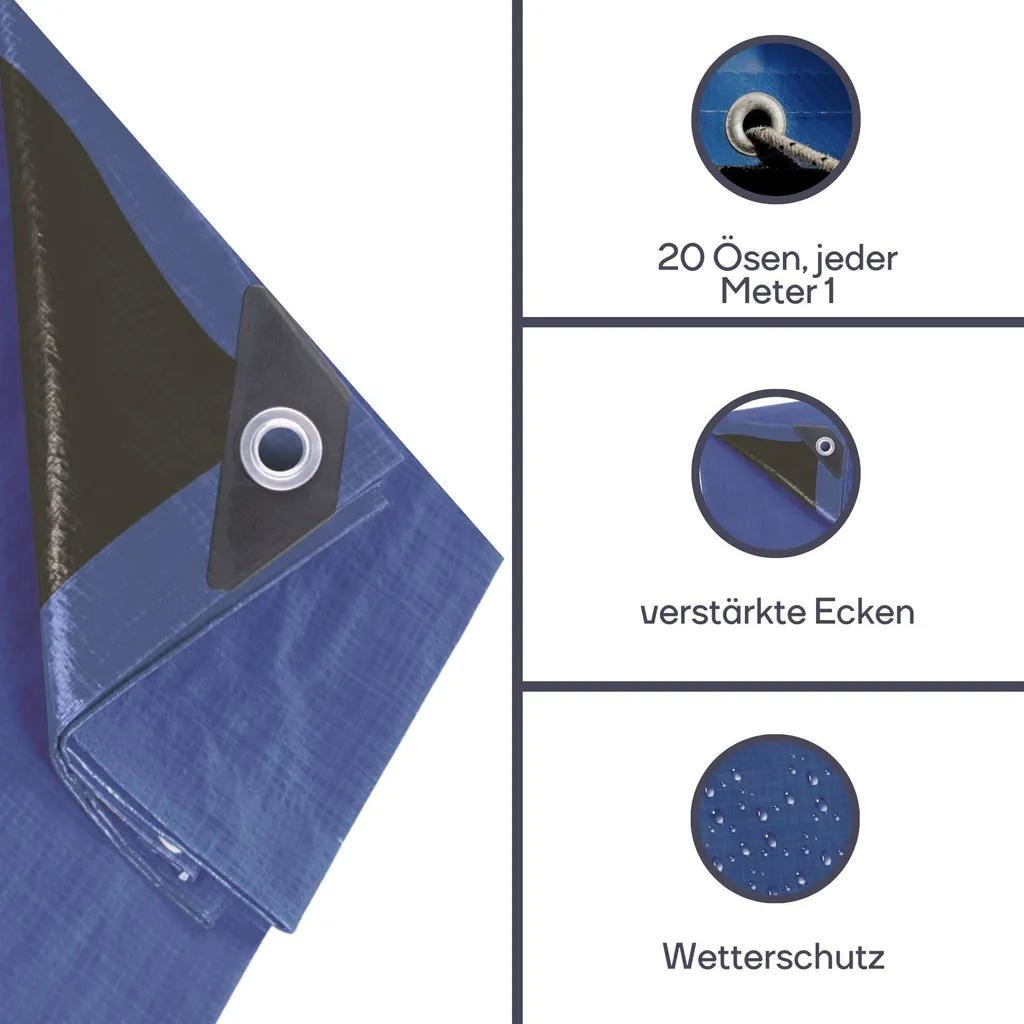 Bâche indéchirable 5x5 mètres avec oeillets - Protection grand format - 7