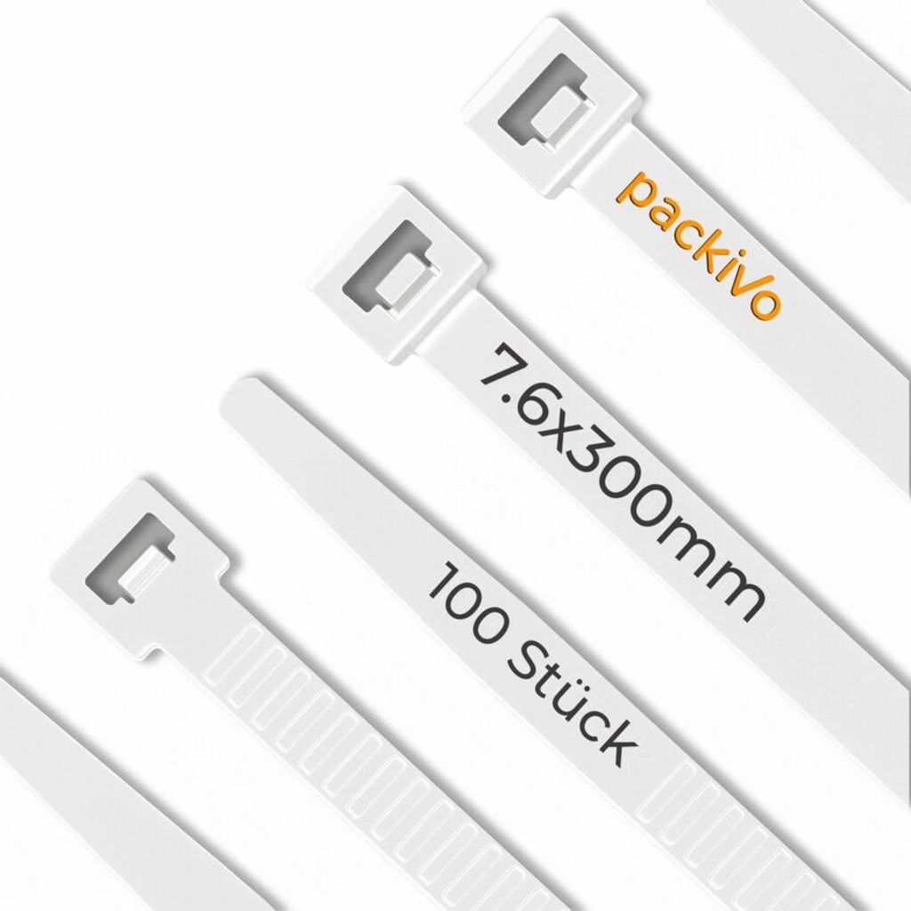 PACKIVO Kabelbinder Schwarz 100 Stück, 40KG Zugfestigkeit - Produktbild 