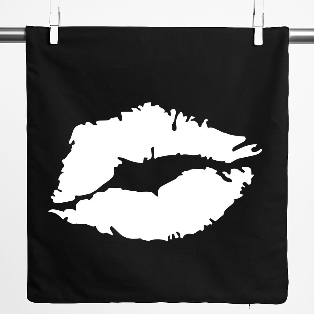 Huuraa Kissenbezug Kussmund Lippen 40x40cm Black Baumwolle Dekokissenbezug Geschenkidee