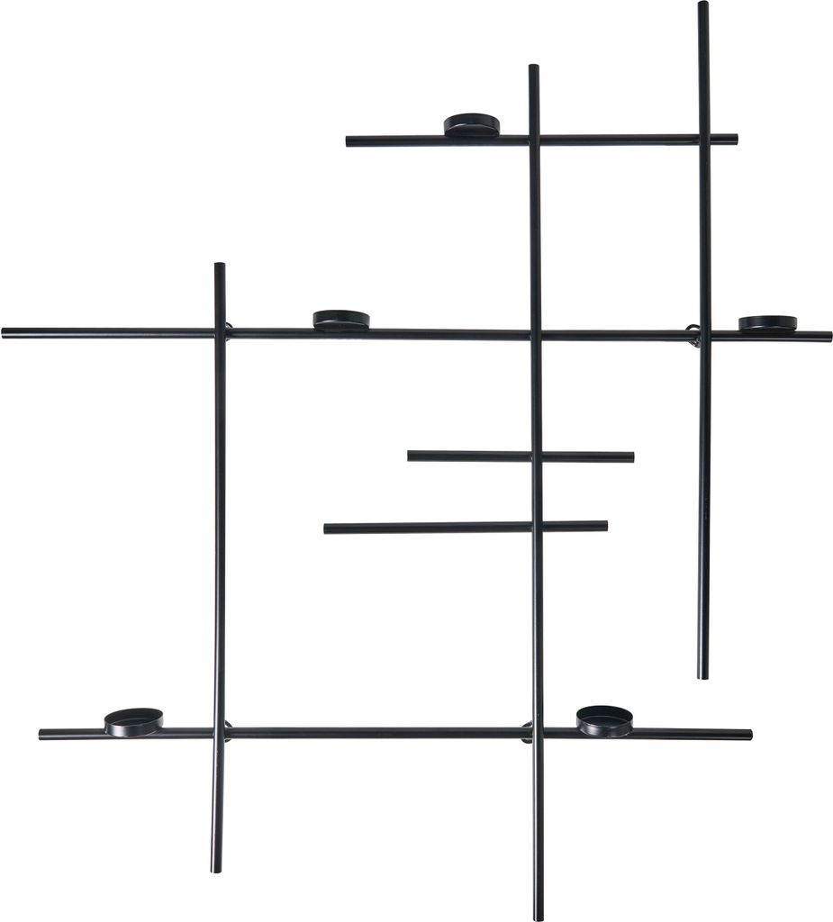 BELIANI Wand Kerzenhalter Schwarz aus Eisen Geometrisches Design 74 cm Modern Dekoration Wanddekoration Kerzenständer
