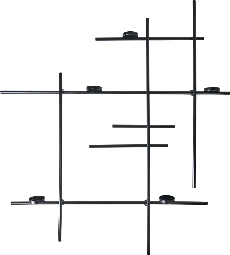 Chandelier mural 60 cm noir BELIANI support géométrique pour 5 bougies