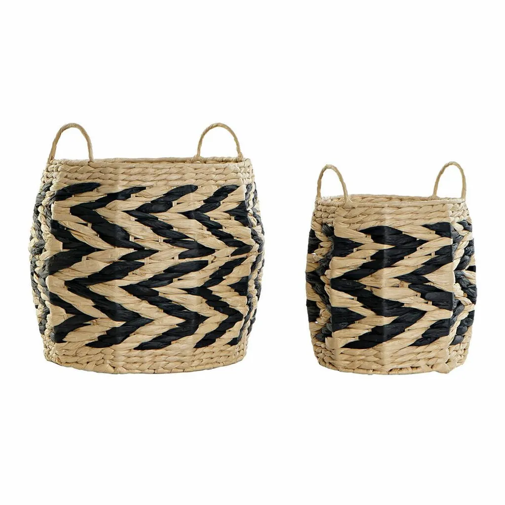 Rangement salon : paniers en fibre boho noir et marron 30x30 cm x2 pièces