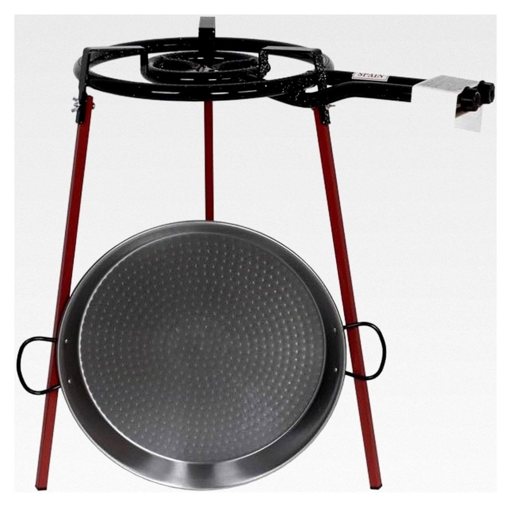 Paella-Pfanne aus Edelstahl mit Ständer und Brenner, grau, 46 cm