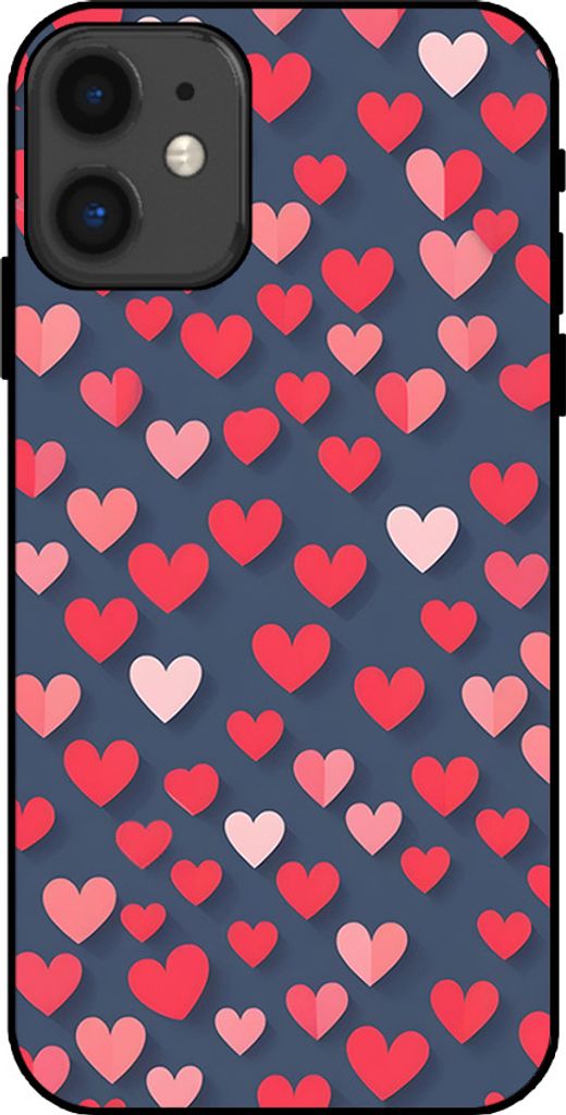Smartphonica Telefon Fall fit für iPhone 11 mit rosa und roten Herzen Impressum - TPU Backcover Fall mit rosa und roten Herzen Design