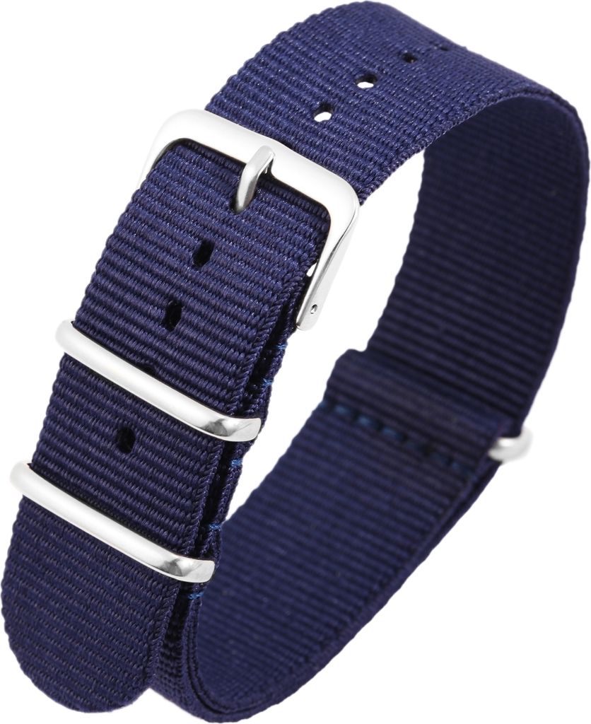 Nylon-Uhrenarmband, blau, Dornschließe, 14 mm - 22 mm