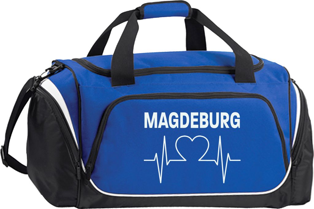 multifanshop Sporttasche - Magdeburg - Herzschlag, blau/schwarz, Größe one size