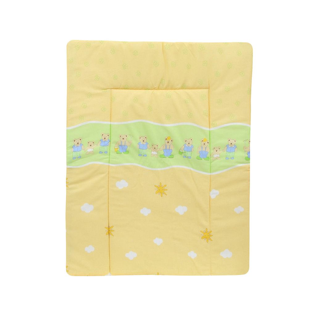 Baby Delux Wickeltischauflage 60x70 cm Wickelauflage Wickelunterlage Baumwolle wasserdicht Bärenstadt Grün Gelb