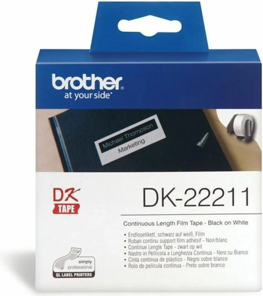 Brother DK22211 Originale: Rotolo Pellicola 29mm per Etichette QL - 2