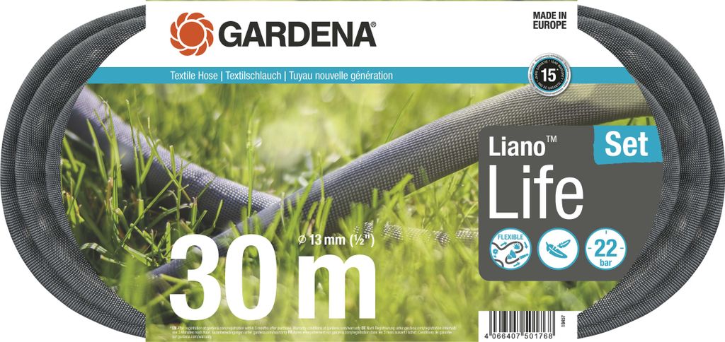 Gardena Textilschlauch Liano Life 30 m Set, 18457-20