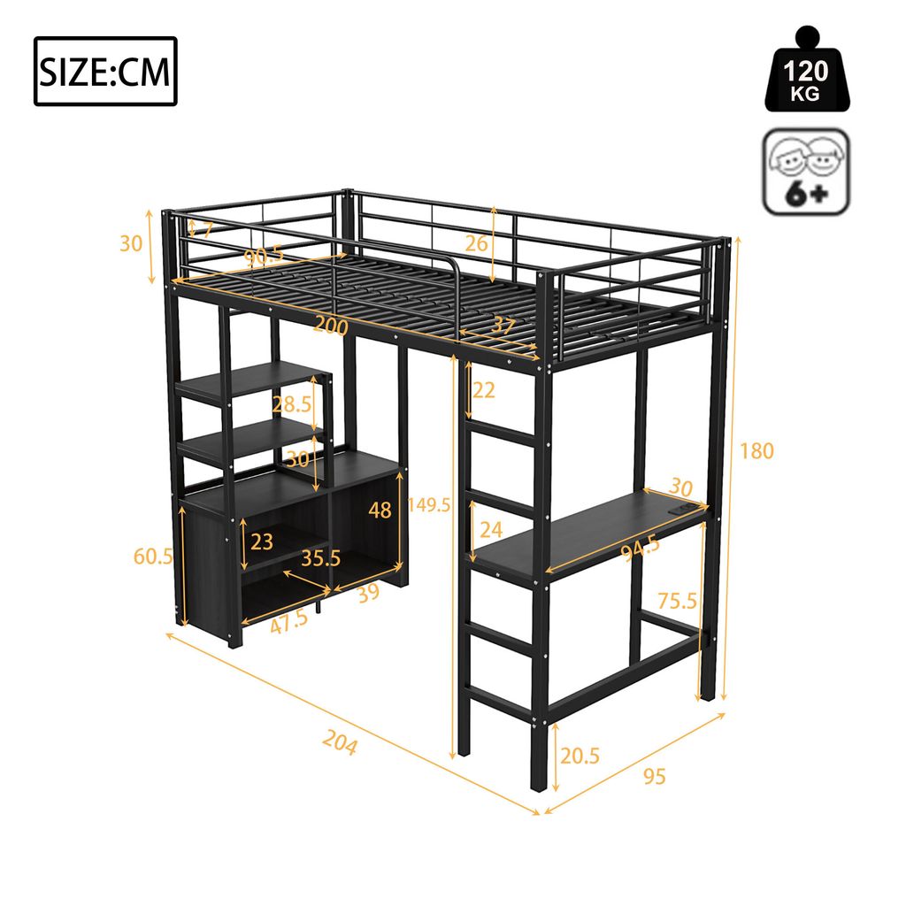 Łóżko piętrowe Flieks 90x200cm z biurkiem i funkcją Zdjęcie produktu 6