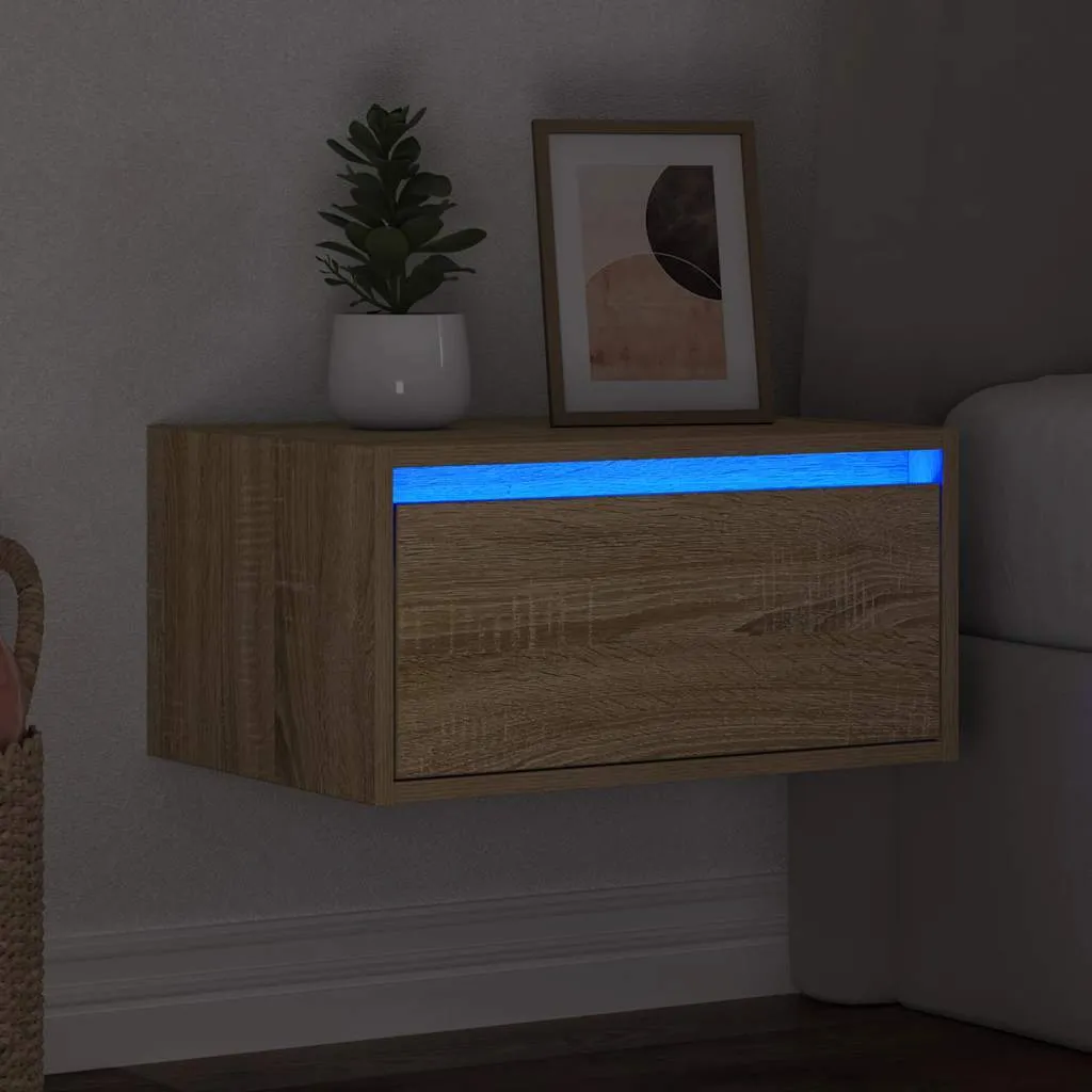 Table de chevet murale avec LED - Solution de rangement pour petit lit