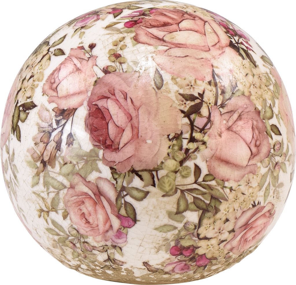 Keramik Kugel Rosen Steingut Deko Vintage 12cm