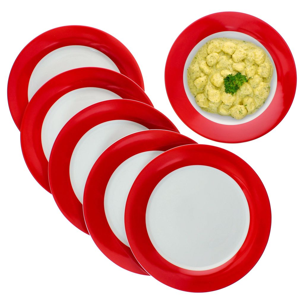 zestaw 6 czerwonych talerzy obiadowych Variant Ø27 cm Zdjęcie produktu 