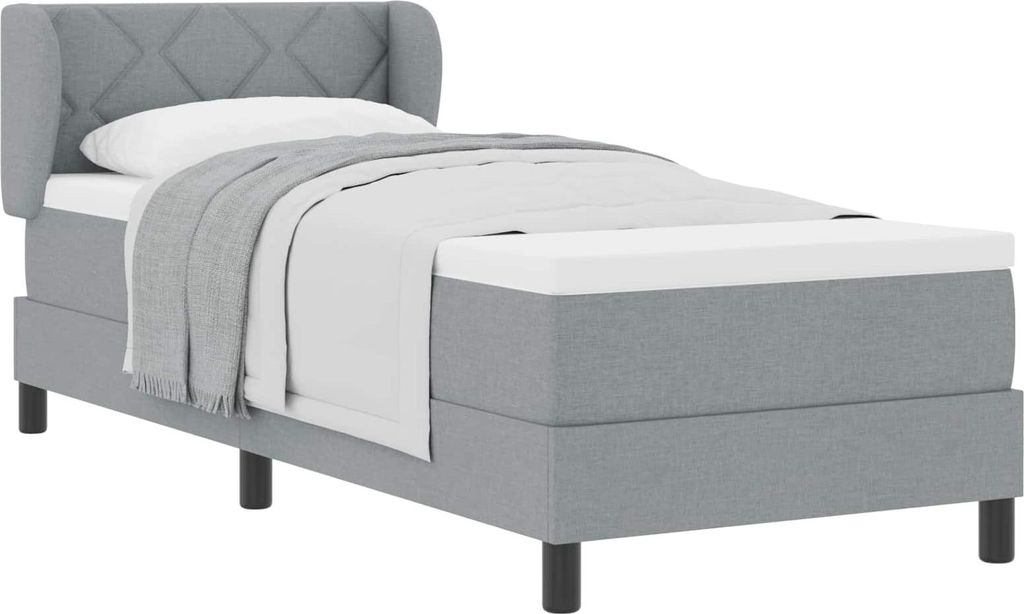 vidaXL Boxspringbett mit Matratze Hellgrau 80 x 200 cm Stoff