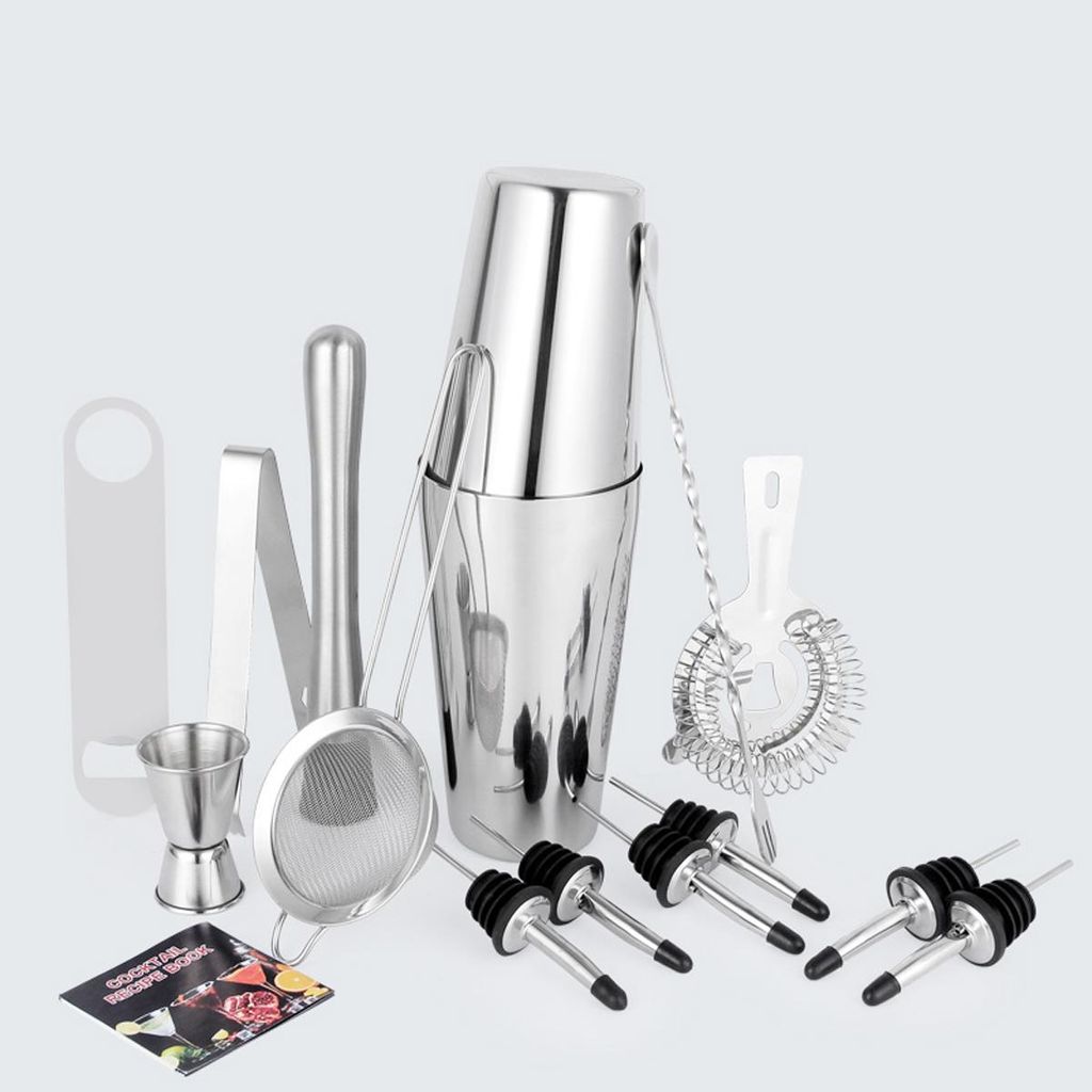 15 Teile Cocktail Shaker Set, Cocktail Mix Set mit Doppel-Jigger, Eiszange, Muddler, Flaschenöffner und Shaker für perfekte Cocktails