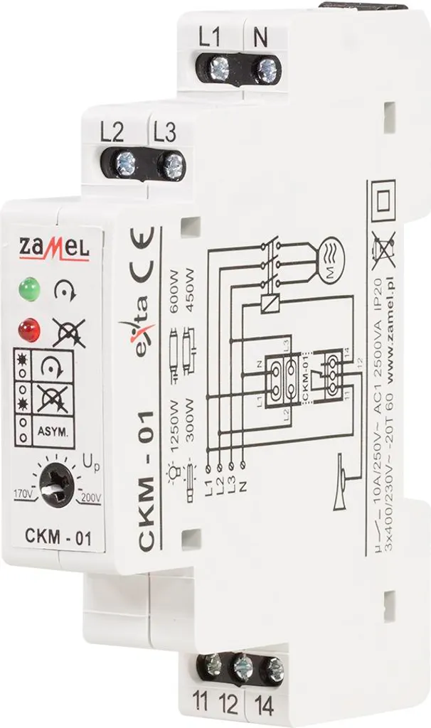 Relais de contrôle de phase CKM-01 Zamel exta pour réseau triphasé