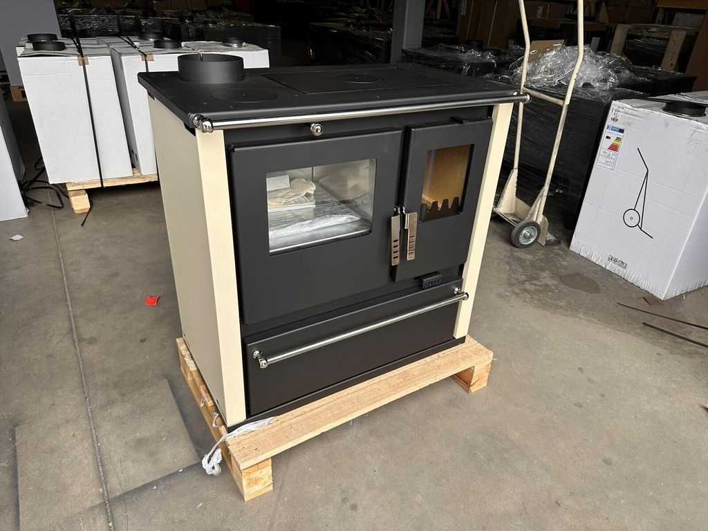 - Verso CS Plus Inox Küchenofen Kaminofen Holzherd 7.7 kW - Beige Seitenteile - Links