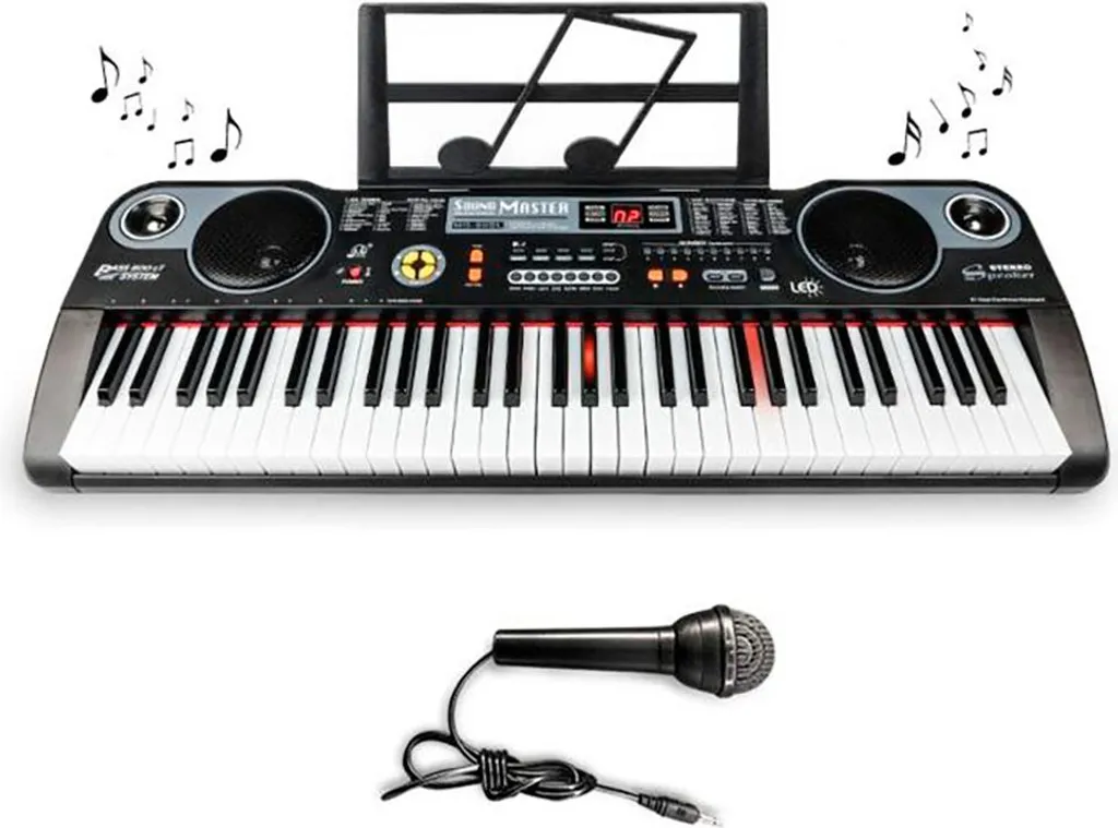 Clavier MQ 6115L avec Micro : Piano Enfant 61 Touches pour Apprendre