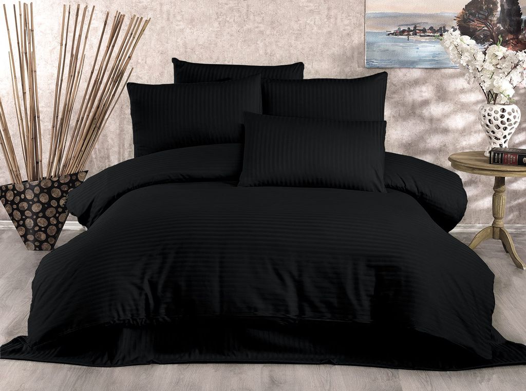 L'Essentiel Linge de Maison, Lilyum - Black, King-Size-Bettbezug-Set (FR), 70 % POLYESTER / 30 % BAUMWOLLE, Schwarz, 240 x 220 cm
