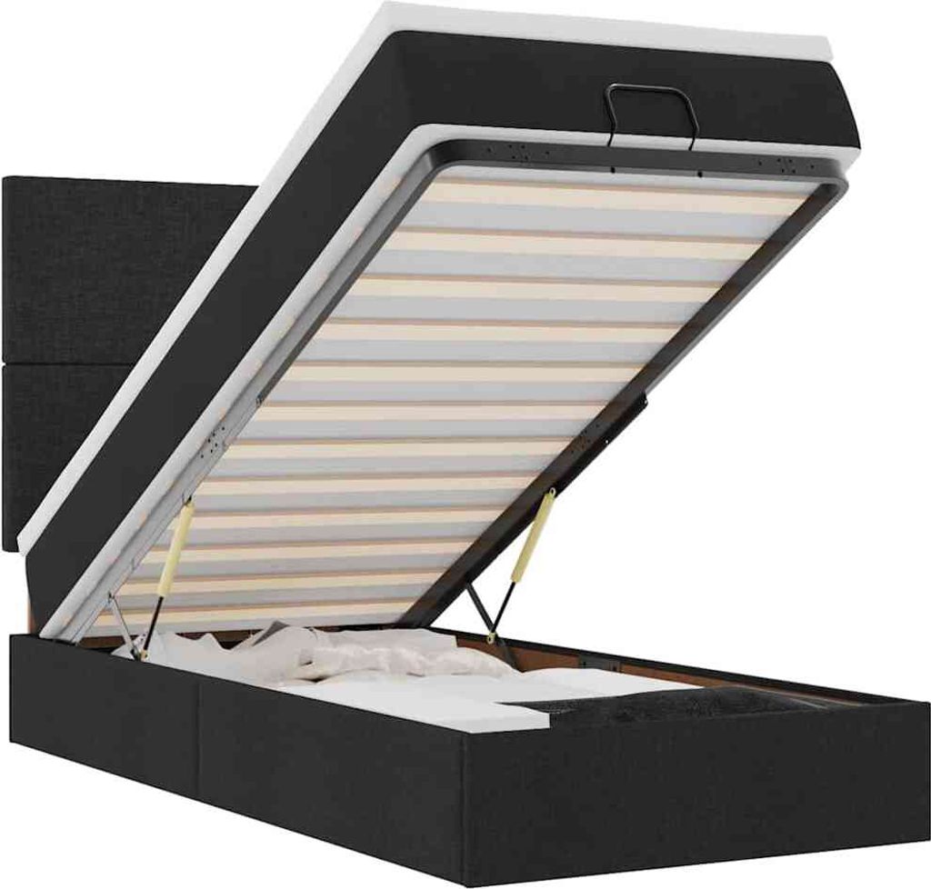 vidaXL Ottoman-Bett mit Matratze Schwarz 80x200 cm Stoff