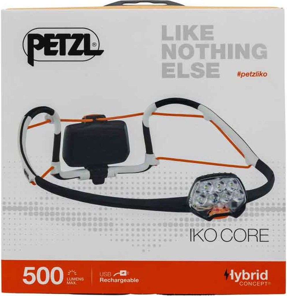 Petzl IKO CORE Stirnlampe Leichte, wiederaufladbare Stirnlampe mit Multi-Beam und AIRFIT -Kopfband. 500 Lumen (E104BA00)