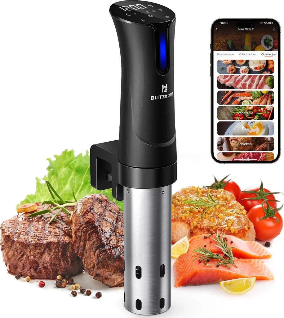 Sous-Vide-Stick/Immersionszirkulator - SV2209 - 1100 W - WLAN-App-Steuerung - LCD-Display - EU-Stecker - Beige