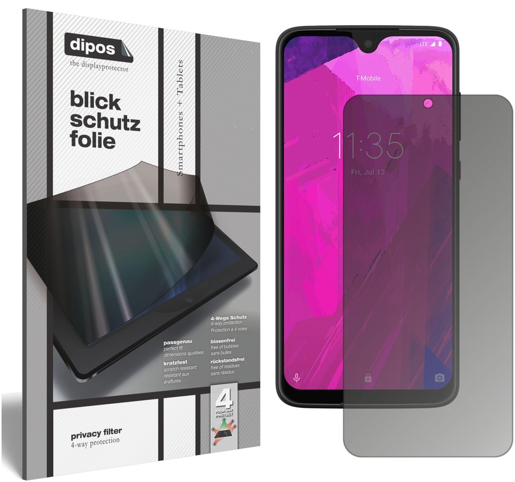 Blickschutzfolie für T-Mobile Revvlry Plus matt Schutzfolie Folie Display Schutz dipos