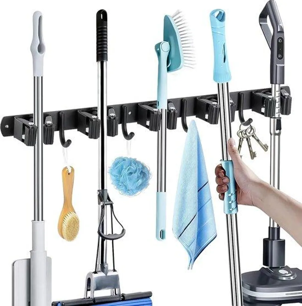 Porte-outils mural de garage et maison : organisez vos balais proprement