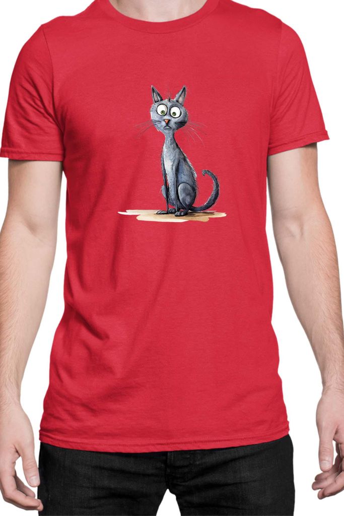 Herren T-Shirt Funny Cats Breeds Korat Cat, Man S / Rot