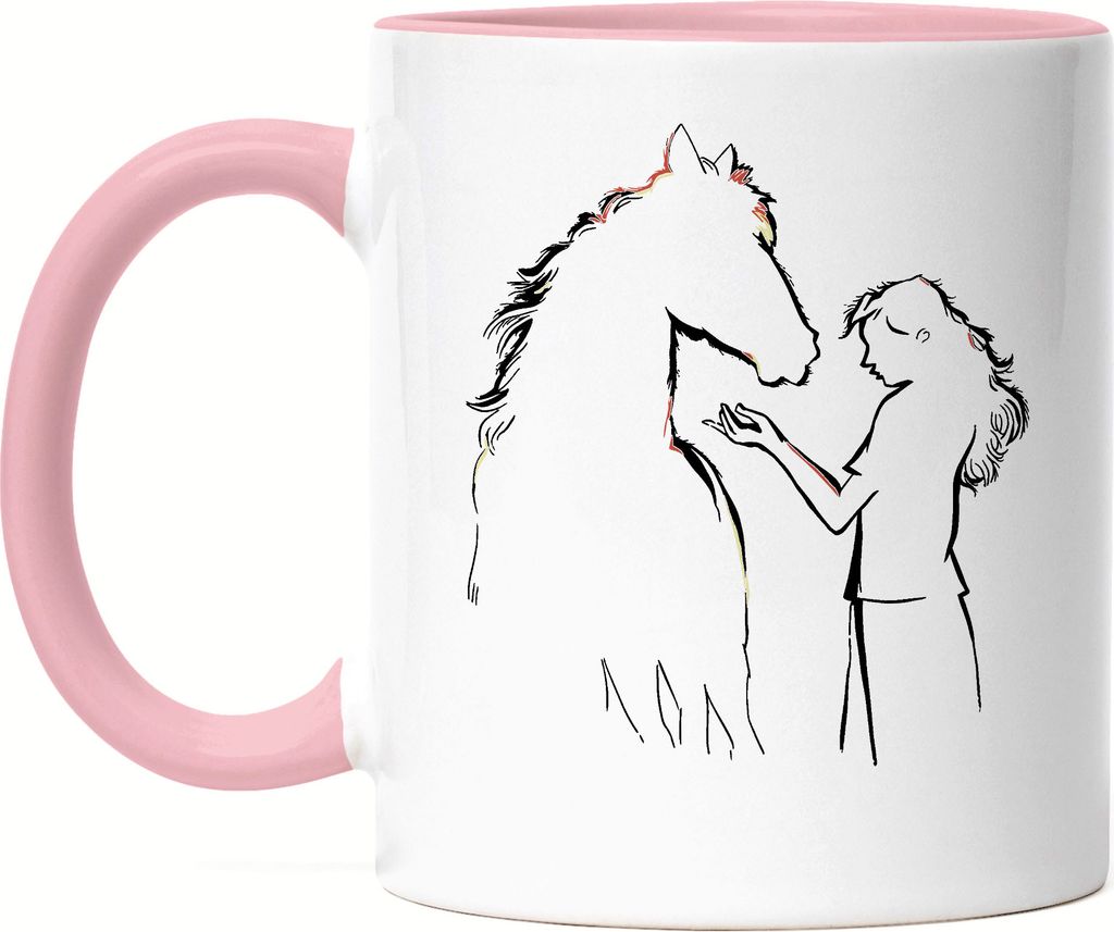 Pferd Tasse Rosa Hengst Frau Liebe Reiten Hobbie Tier Pferdeflüsterer Ausritt Pferdeliebhaber Reiterin Sport