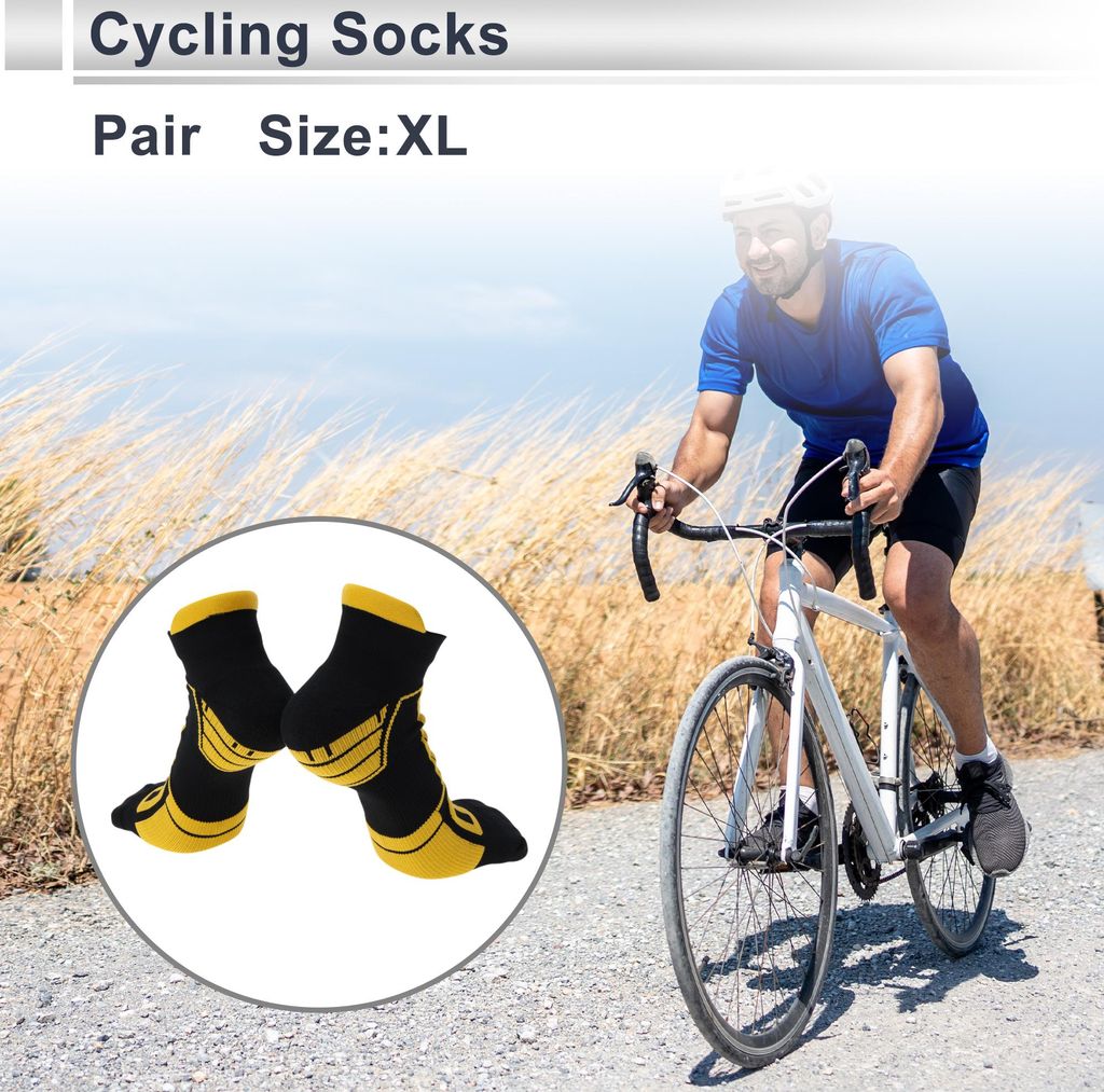 Radfahr Socken Schwei?absorbierend Outdoor Fahrrad Socken Schwarz Gelb Gr??e XL Neutral und Universal 1 Paar Unregelm??ige Farbkombination Muster