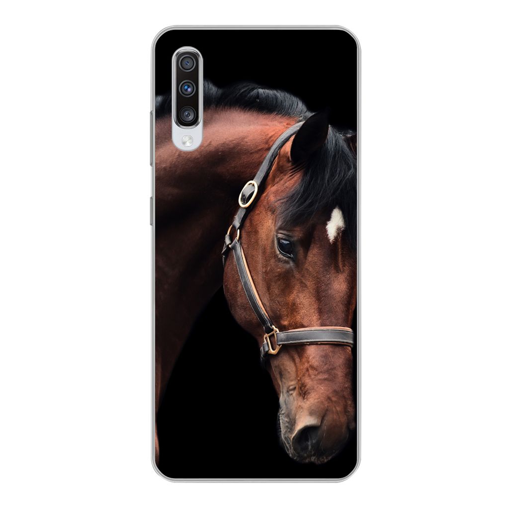 MuchoWow Handyhülle Schutzhülle Hülle für Samsung Galaxy A70 Pferd - Leicht - Halfter Silikon Softcase Handy Hülle - Schutzhaube