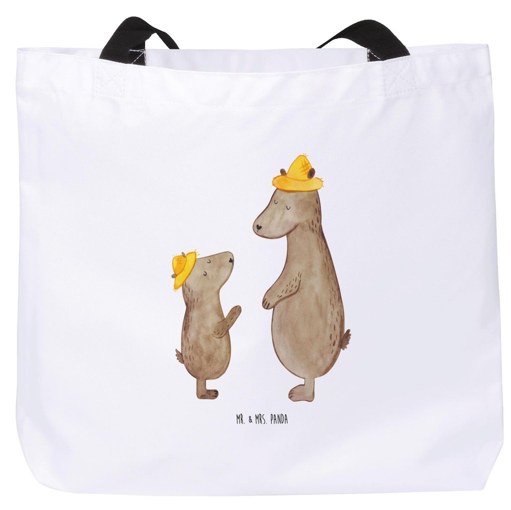 Mr. & Mrs. Panda Tote Bag Bären mit Hut - Weiß - Geschenk, Muttertag, Strandtasche, Papa, Kinder, Vatertag, Tasche, Laptoptasche, Reisetasche, Ei...