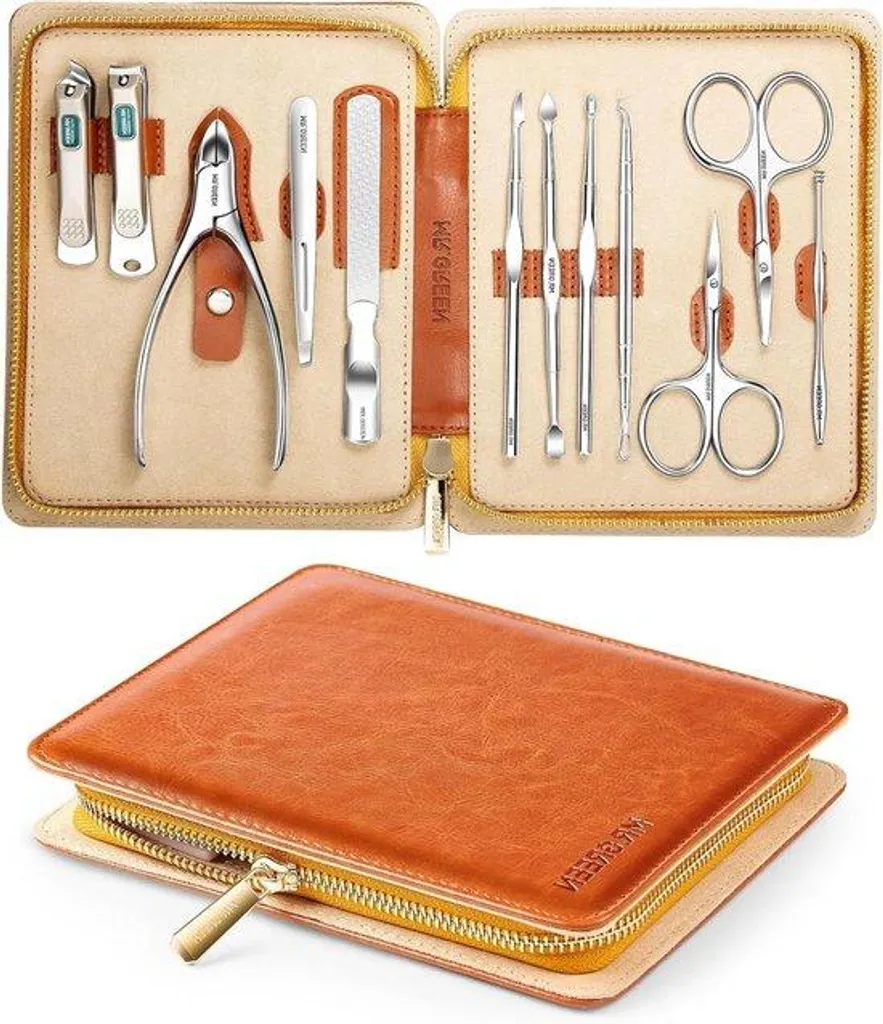 Coupe-ongles inox haute précision avec coffret de rangement en cuir