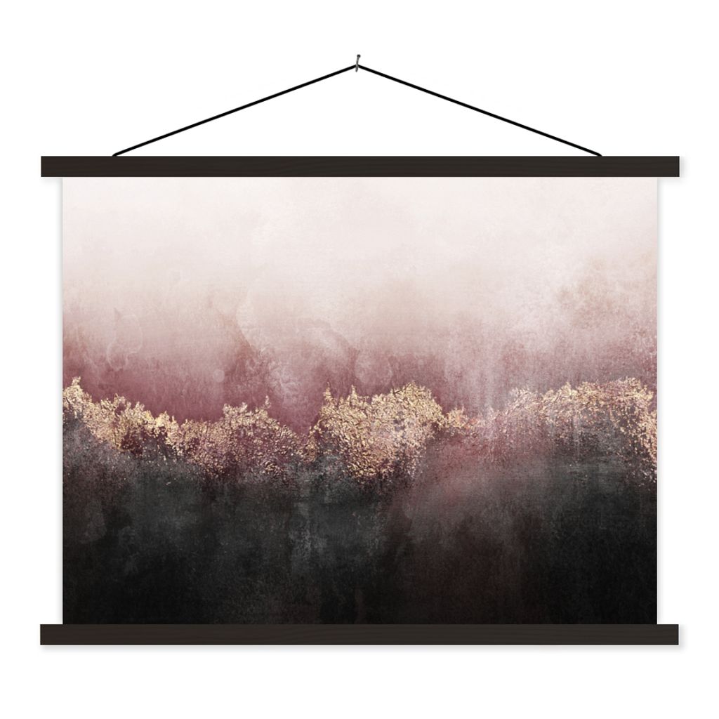 MuchoWow Textilposter Glitter - Gold - Abstrakt 40x30 cm mit schwarzem Rahmen - Dekorationen