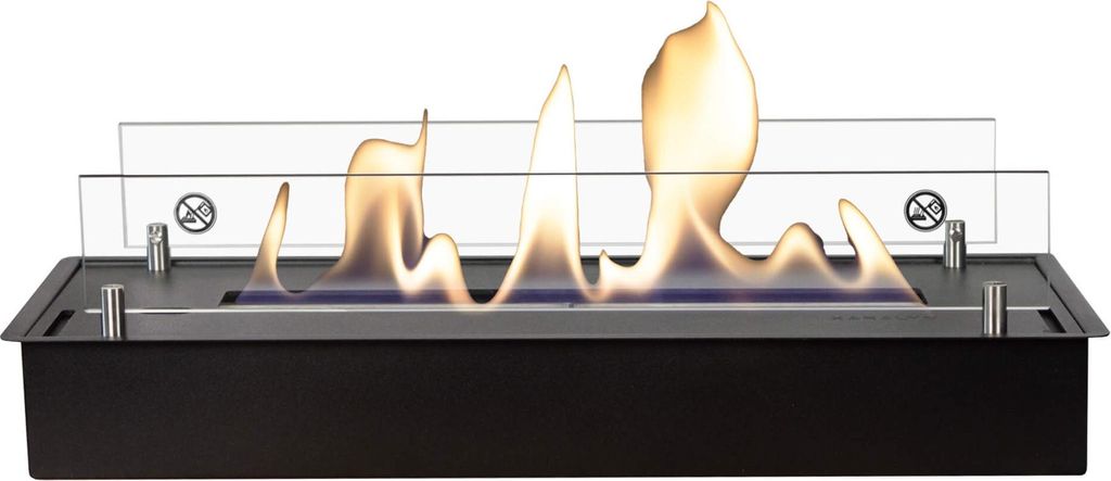 Xaralyn Ethanol-Kamin - Ethanolbrenner L - mit Einbaulippe - schwarz - 3 kW Heizung - Ethanol Einbaukamin - echte Flammen