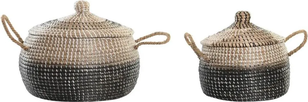 Set de 2 Paniers DKD Home Decor Gris et Naturel en Jonc de Mer 41cm